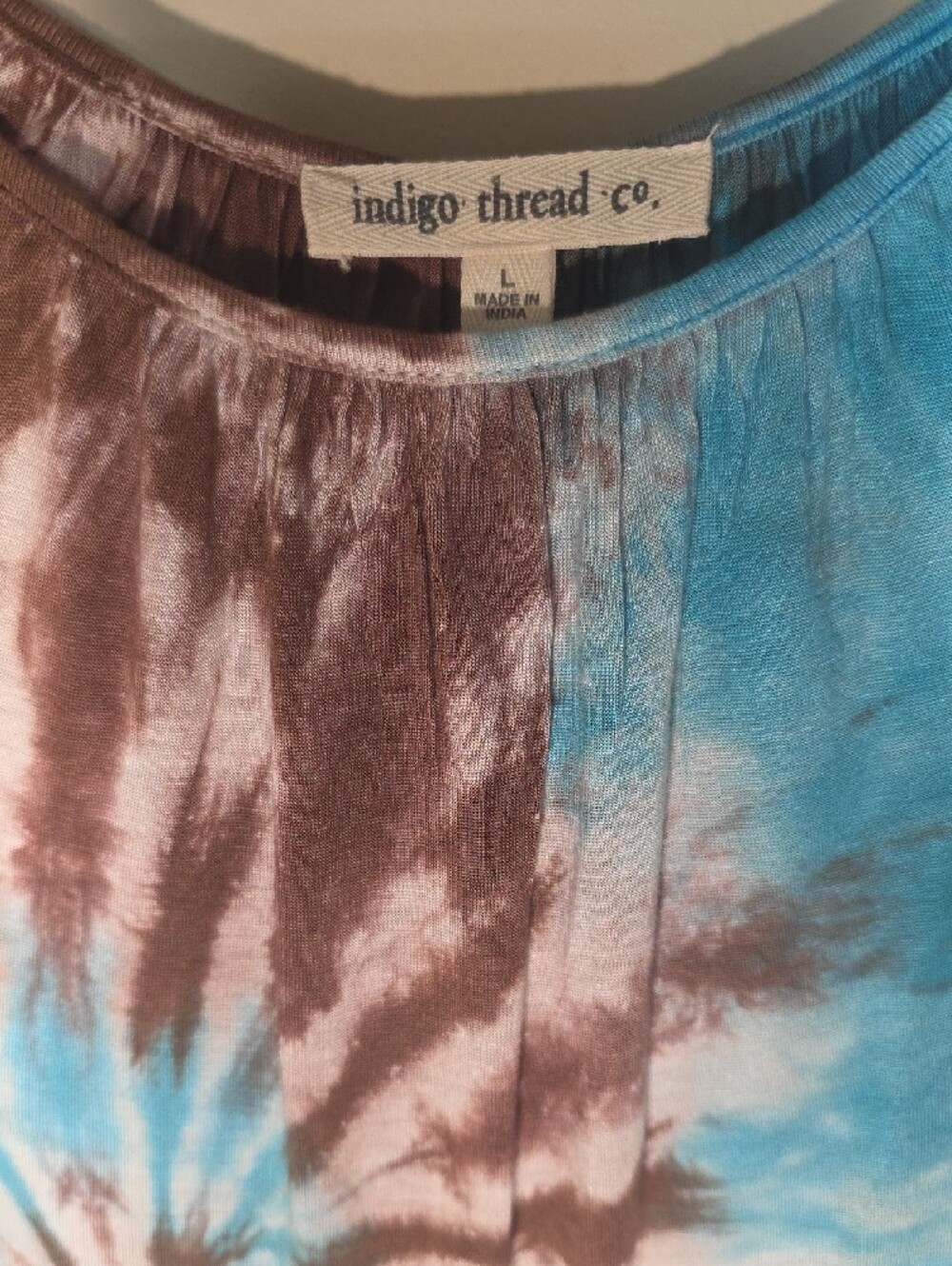 Indigo Thread Co. NIB Tie-Dye Ruffle Tunic | Size L | Boho Bell Sleeve Top - Picture 3 of 7